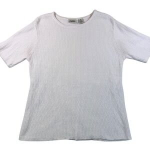 White Short Sleeve Cotton Sweater Textured Capsule Romantic Boho Cottagecore